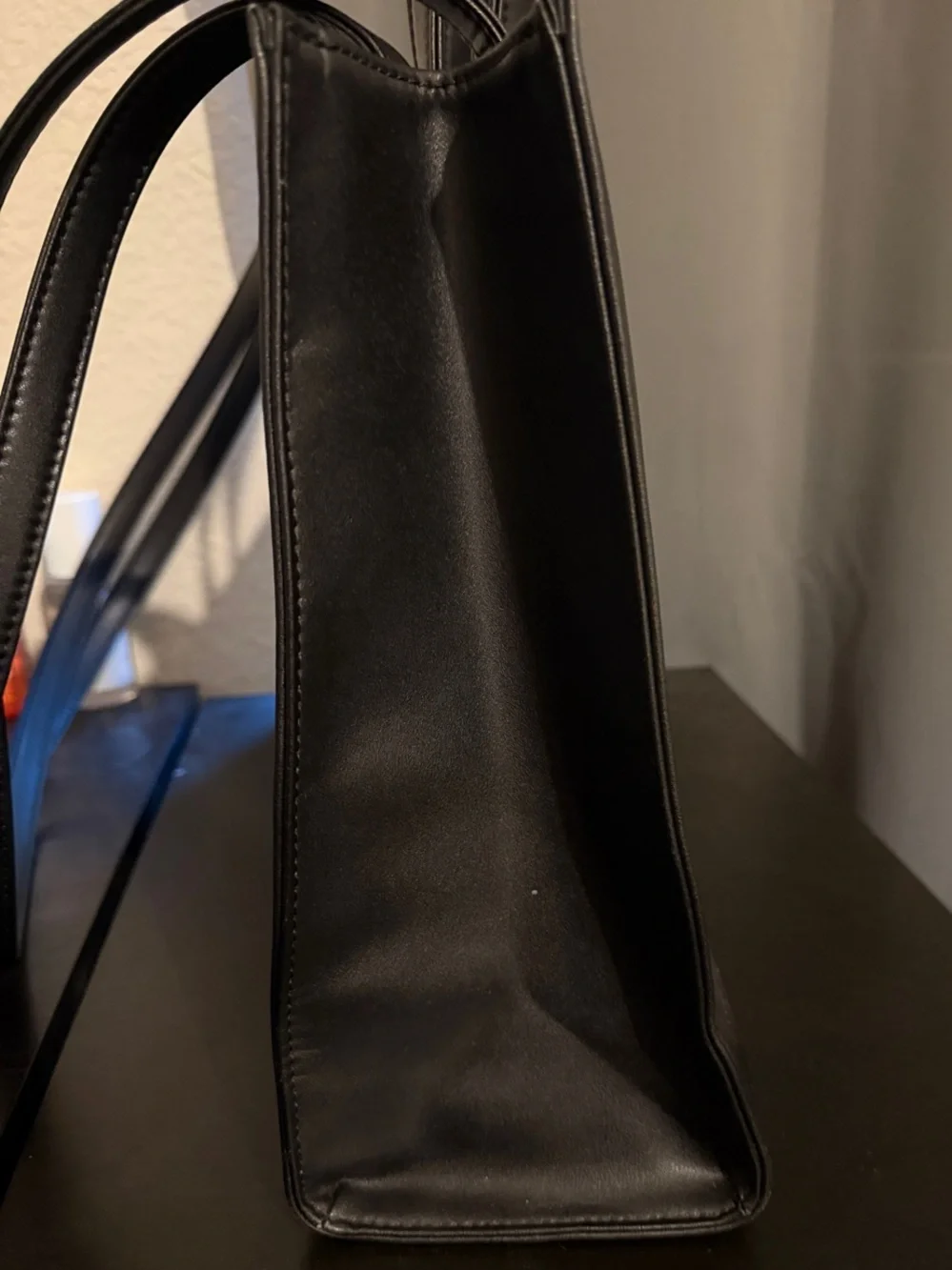 Telfar Black Logo Medium Tote in Smooth Leather-Look